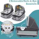 Twin Bassinet & Full-Size Infant Bedside Bassinet & Playard for Baby, Includes 2 Removable Rock-A-Bye Portable Bassinets with Storage Bags, Gray