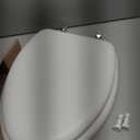 Mayfair Padded Toilet Seat with Chrome Hinges, Soft Vinyl over Wood Core Seat, Made in USA, Elongated, White