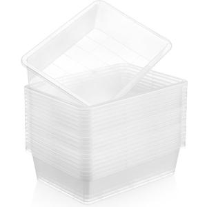 Hoteam 18 Pcs Flat Storage Organizer Bins Letter Size Paper Tray Classroom Storage Plastic Art Trays Classroom Pencil Organizer Baskets for School Office Teacher Book Organization(Transparent)