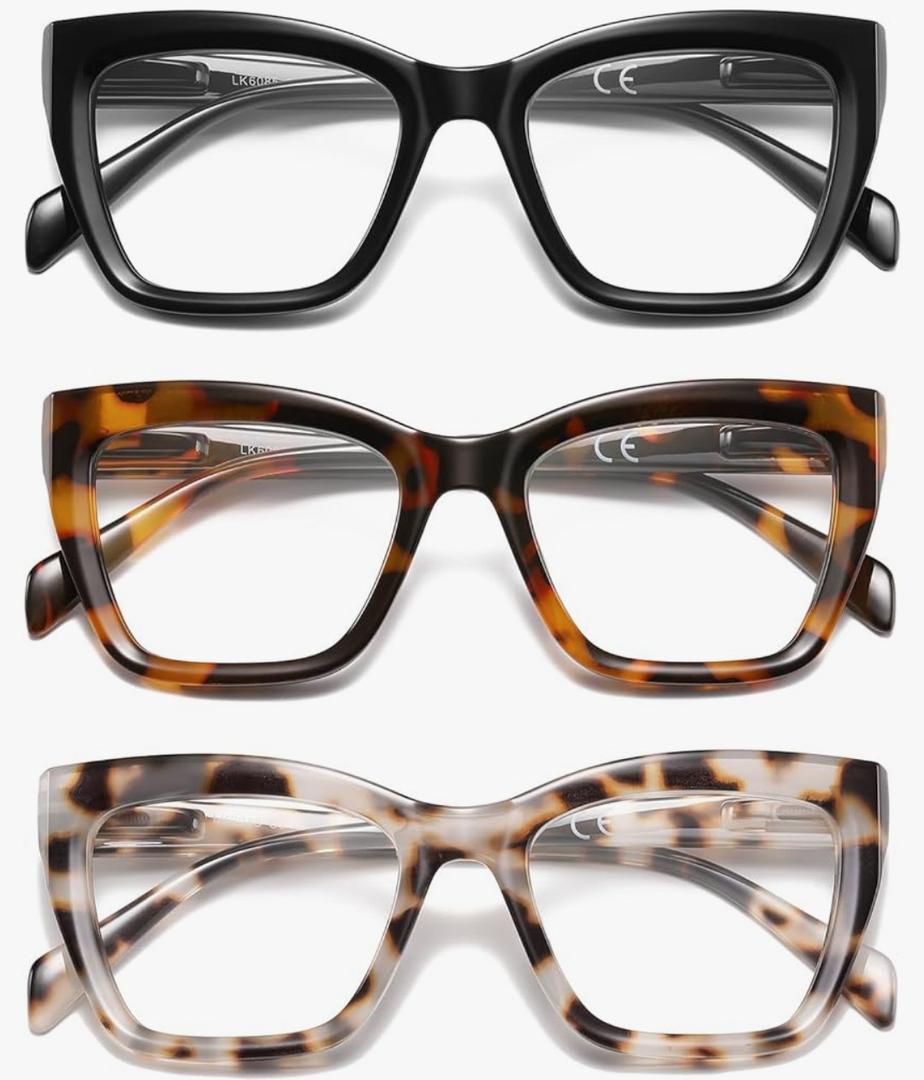 LKEYE Oversized Reading Glasses Women Men Style Blue Light Blocking Computer Square Reader Spring Hinge Eyewear LK6085
