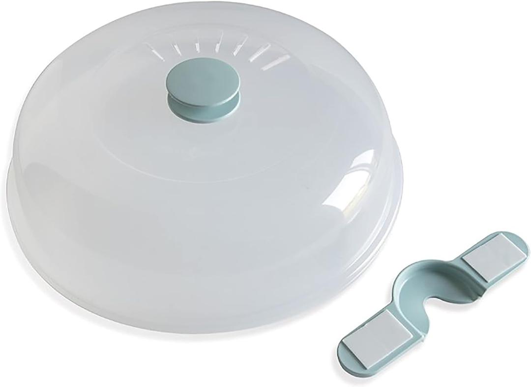 Nordic Ware Microwave Up & Away-Easy Stow - 11-inch Food Safe Lid, Plate Cover with Steam Vents, Anti-Splash Microwave Lid, Contains Moisture, Space-Saving Storage Bracket included