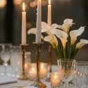 CW Studio Set of Unscented Taper Candles Elegant Vertical Fluted Design Long 7-8 Hour Burn Dripless Perfect for Home Decor, Weddings, Events & Romantic Dinners (20, Ivory, 10 inches)