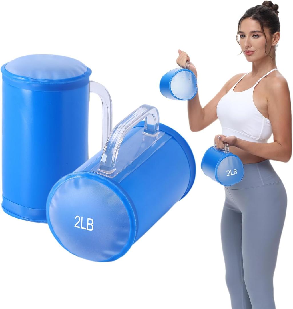 Water Filled Training Dumbbells, Travel Weights Set, Adjustable Weights to 40Lbs,30Lbs,20Lbs,10Lbs,4Lbs Dumbbell Pair,Each 20/15/10/5/2 Lbs, Portable Gym for (Blue)