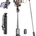 42" Selfie Stick Tripod with Fill Light Extendable Phone Stand All-in-1 Selfie Stick Travel Tripod with Detachable Remote & Phone Holder Cell Phone Tripod Compatible with iPhone/Android