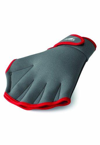 Speedo unisex adult Swim Training Fitness aquatic gloves, Charcoal/Red, Small US