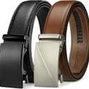 BOSTANTEN Ratchet Leather Belt For Men 2 Pack Dress and Casual with Adjustable Buckle, Trim to Fit (003-black and Coffee)