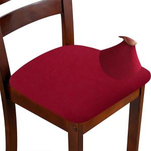 Chair Seat Covers Set of 4 Stretch Claret Chair Covers for Dining Room Square Removable Washable Chair Protector Seat Cushion Slipcovers for Kitchen Office