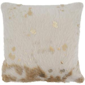 SARO LIFESTYLE Foil Print Faux Cow Hide Throw Pillow with Poly Filling 