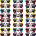 24 Set Creative Tropical Birthday Party Sunglasses Gift for Kids with Thanks Card Summer Tropical Heart Shaped Sunglasses Bulk First Day of School Gifts Kids Classroom Party Supplies