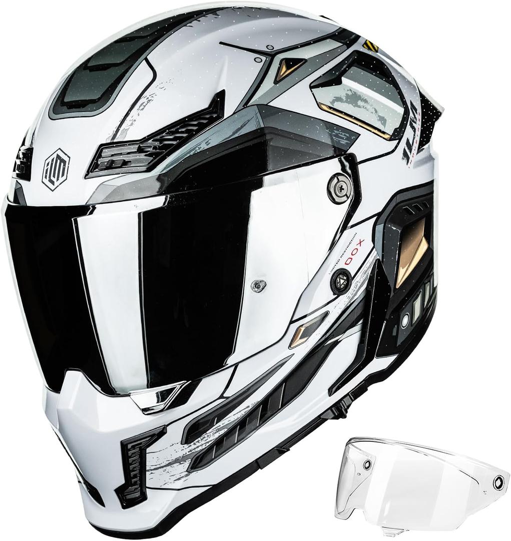 ILM Motorcycle Helmets for Adult Men Women Full Face DOT ECE MF509, CYBORG-gray, Large 