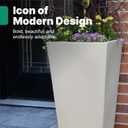 Step2 Tremont Tall Square Tapered Planter, 28", Indoor/Outdoor Plants, Efficient Drainage, Durable Resin, Concrete