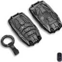 Mech Style Heavy Metal Key Fob Cover, Compatible with Honda 2022 2023 2024 2025 2026, Fit for Accord Civic HR-V CR-V Pilot SI EX EX-L etc, Zinc Alloy Key Case Protector (Model-B,Grey, 1 PC)