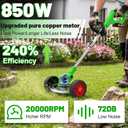 Electric Weed Wacker Battery Powered Weed Eater, 21V Cordless String Trimmer Battery Operated with Wheels & Metal Blades, Lightweight 4 in 1 Grass Trimmer/Brush Cutter/Lawn Edger/Mower for Garden Yard