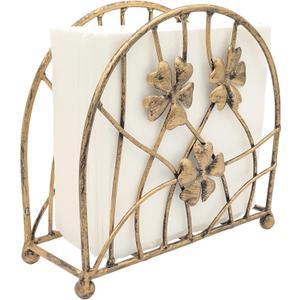 Antique Bronze Metal Floral Petals & Branches Tabletop Napkin Holder, Freestanding Tissue Dispenser (One Size)