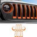 Grille Inserts & Headlight Cover for 2018-2022 Jeep JL Sport & Sport S ONLY (Orange)