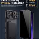 SSLOTSCASE for iPhone 17 Pro Max Case with 2X Privacy Screen Protector, Card Holder & Sliding Lens Cover & Kickstand, Military-Grade Heavy Duty Phone Case Cover for iPhone 17 Pro Max 6.9'', Black