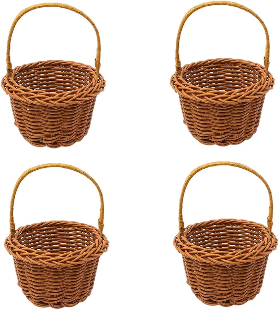 4 Sturdy Miniature Woven Baskets Elegant Rattan Basket Handwoven Baskets for Flower Girls Ceremony Accessory Gift Basket