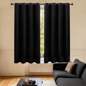 LIMON HOME Black Blackout Curtains 72 inches Long for Living Room Bedroom, Soundproof Window Treatment Black Out Drapes for Hall Room, Set of 2 Panels