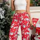 X-Image Women Comfy Casual Pajama Pants with Pockets & Drawstring (Red, S)