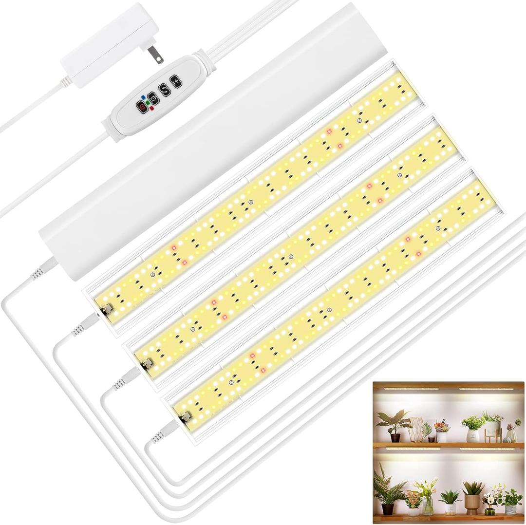 FOXGARDEN Grow Light, Full Spectrum Plant Light Strip for Indoor Plants, 384 LED Bright Grow Lamp with Auto On/Off Timer 4/8/12H, 4 Switch Modes, 10 Dimmable Brightness, 4 Packs (Four Heads)