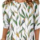 NORACORA Women's 3/4 Length Sleeve Crew Neck T-Shirt - Printed Casual Basic Tops (XL)