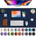 Aothia Faux Leather Desk Mat - Large Mouse Pad, Non-Slip PU Leather Blotter, Waterproof Writing Surface for Office and Home (Dark Blue, 40" x 24")