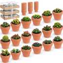 Treela 18 Pcs Succulent Cactus Tealight Candles Handmade Tea Lights Baby Shower Plant Candle Gift with Mini Terracotta Clay Candle Holders for Home Birthday Christmas Wedding Party(Cute)