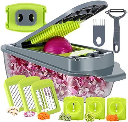 Smile Mom Vegetable Chopper Slicer - Spiralizer - Onion Chopper with Container