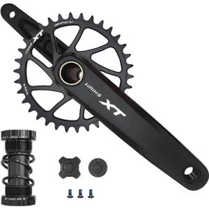 1x Mountain Bike Crankset 170mm with 34-40T Chainring & Bottom Bracket - 6061 Alloy Hollow Integrated MTB Crank Set, Narrow-Wide Teeth, Compatible 8-12S (BSA24/BB92/PF30/BB30/T47)