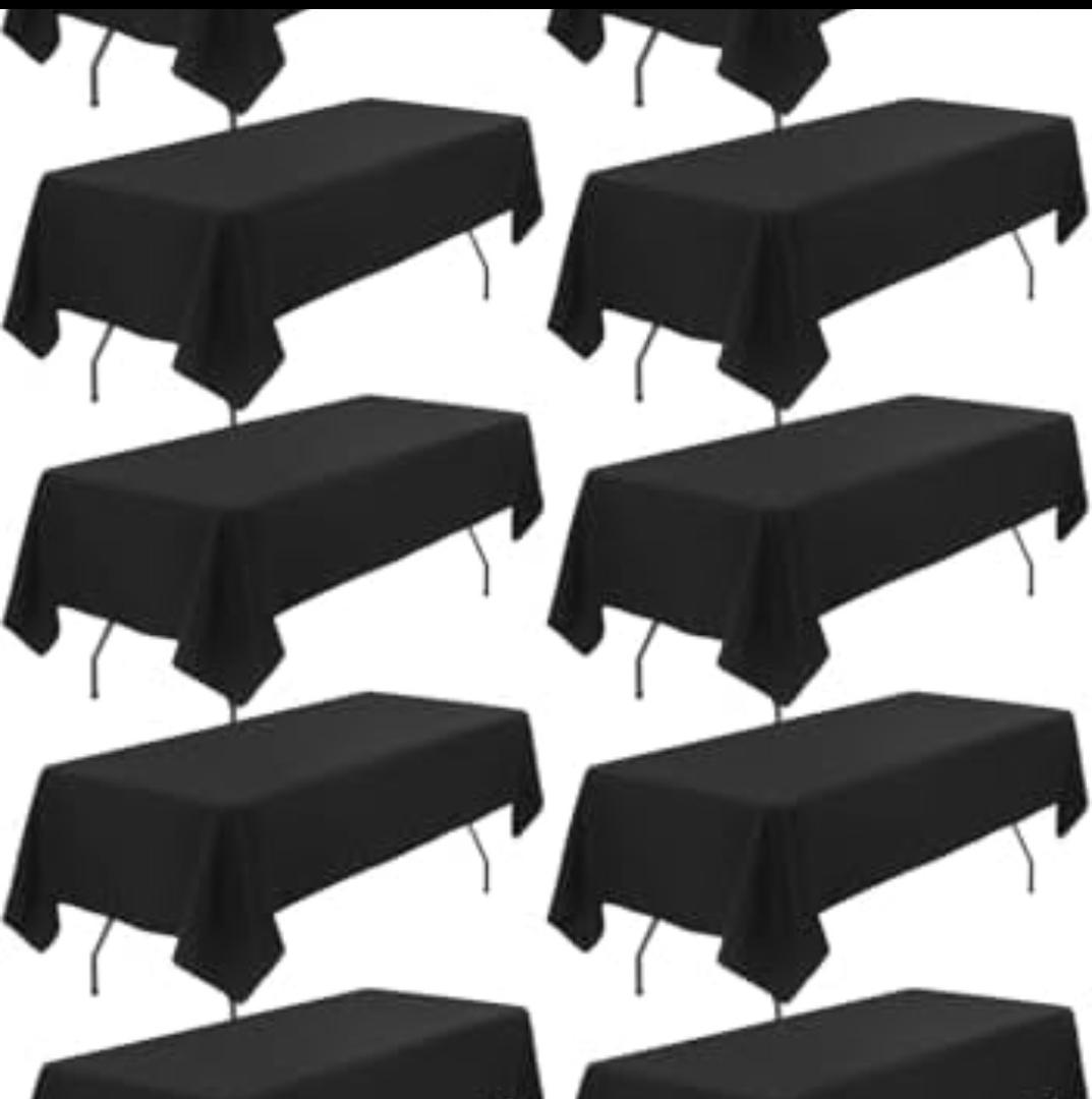 HASJOIN 10 Pack Black Tablecloths 60x126 inch Polyester Fabric 8ft Table Cloths for Rectangle Rables Wrinkle Resistant Linen Tablecloth Washable Table Covers for Party Wedding Events and Camping