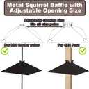 Metal Squirrel Baffle for 4x4 Post, 21 Inches Wide,Adjustable Opening Size for Minimum 0.4 Inch Bird Feeders Pole, Squirrel Baffle for Bird Feeders Without Removing Shepherd's Hooks. 1Pack.