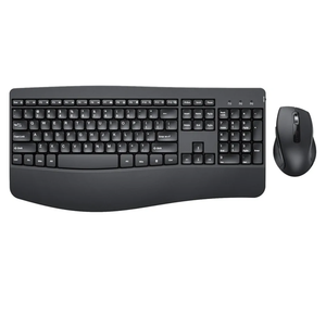 Ergonomic Keyboard and Mouse Combo - Full Size Keyboard Cordless with Palm Wrist Rest Ergonomic Mouse Wireless for Windows Computers Laptops - Black (Upgrade)