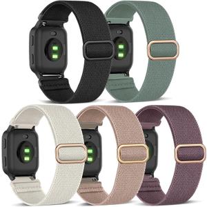 ViCRiOR Stretchy Nylon Watch Bands Compatible with Garmin Vivoactive 5/ Venu Sq/Venu Sq 2, Soft Elastic Fabric Replacement Sport Loop Straps for Garmin Venu 2 Plus/Forerunner 55/165 Women Men