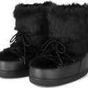 Women's Faux Fur Snow Boots for Women Warm Winter Fluffy Boots Fuzzy Comfortable Shoes (8, Black)