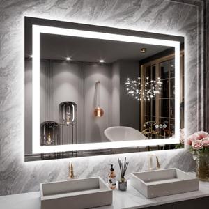 LOAAO 40X30 LED Bathroom Mirror with Lights, Anti-Fog, Dimmable, Backlit + Front Lit, Lighted Bathroom Vanity Mirror for Wall, Memory Function, Tempered Glass, ETL Listed