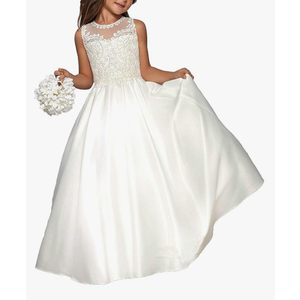 Hengyud First Holy Communion Dresses Lace Flower Girls Dress for Wedding, Size: 14