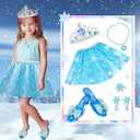 Princess Dress Up for Girls, Dress Up Clothes for Girl with Princess Shoes, Toddler Girls Boutique, Pretend Play Gifts for Little Girl Aged 3-6 Years Old (Pink)