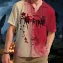 Halloween Button up Shirts for Men Vintage Halloween Scary Graphic Tees Shirt Hawaiian Shirt Short Sleeve (XXL)