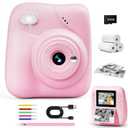 Kids Camera Instant Print, 1080P HD Kids Instant Camera with 32G Card & 3 Rolls Print Paper, Portable Toddler Toy, Christmas Birthday Gifts for Boys Girls Age 3-12 (Pink)