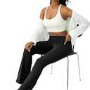 COPYLEAF Womens Yoga Pants with Pockets High Waisted Flare Leggings Bell Bottom Yoga Dress Pants Seamless Bootcut Pants M