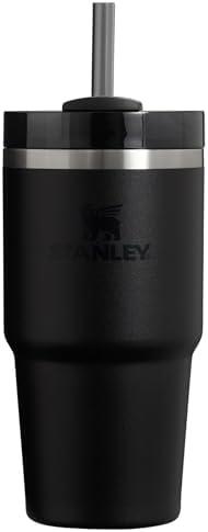 Stanley Quencher FlowState 20 oz Tumbler Vacuum Insulated Stainless Steel Tumbler with Lid and Straw for Water, Tea or Iced Coffee, Smoothies, Smoothies, H2.0 (Black 2.0), Stainless Steel Tumbler