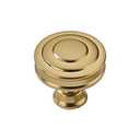 khtumeware 2 Pack 1-1/4 Inch(32mm) Brushed Brass Round Cabinet Knobs Heavy Duty Soild Warm Brass Cabinet Knobs Kitchen Brushed Gold Cabinet Hardware for Cupboard Drawer Handles
