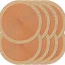 Noctiflorous Round Placemats Set of 8, 15 Inch Braided Hand Woven Table Mats, Heat Resistant Non-Slip Wipeable Wide Edge Place Mats for Kitchen Dining Indoor Outdoor Use(Orange, 8)
