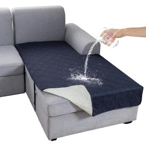 Genina 100% Waterproof Sectional Couch Covers for L-Shaped Chaise Lounge Right, Anti-Slip Sectional Cover Furniture Protector Couch Cover for Dogs Pets, 1 Piece (Navy Blue, Right Chaise Cover)