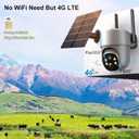 4G LTE Cellular Security Camera Security Cameras Wireless Outdoor Solar-Powered with 360 Pan & Tilt Surveillance,Pir Motion Detection,2K Color Night Vision,2-Way Audio,Siren,IP66,Built in Sim Card