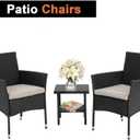 Patio Furniture Set 3 Piece Patio Chair Bistro Set Outdoor Rattan Chairs Wicker Conversation Set for Backyard Porch Poolside Lawn,Black, 23 inches x 23 inches x 33 inches
