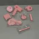 Wooden Makeup Toy Set Pretend Wood Beauty Realistic Toy Beauty Set for Toddler with Eyeshadow/ Mascara/ Perfume/ Blush/ Mirror/ Bag, Birthday Gifts for Girls Toys (Color 1)