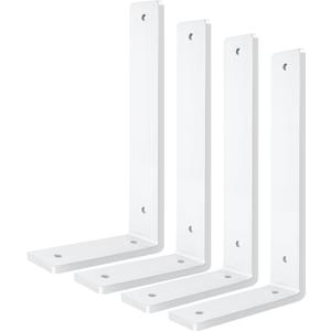 White Floating Shelf Bracket 10 Inch, 4 Pack Heavy Duty Shelf Brackets, Wall Shelf Bracket for DIY Decorative with Mounting Hardware (L 10" x H 6" x W1.5")