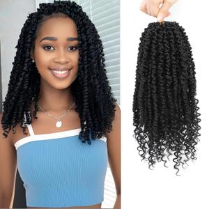 Passion Twist Crochet Hair,14 Inch 9 Packs Pretwisted Passion Twist Hair, Soft Pre Looped And Pre twist Crochet Hair For Women,Black Curly Crochet Braids(14in,1B#)