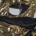 Kaei&Shi Metallic Swimsuit,Cut Out Keyhole Backless Sexy Thong Bodysuit,Rave Outfit for Women Festival Concert Outfits (12-14, Gold)